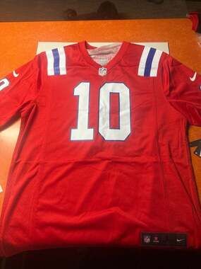 New England Patriots Nike Mac Jones #10 Red Throwback Game Jersey - Men's Size L